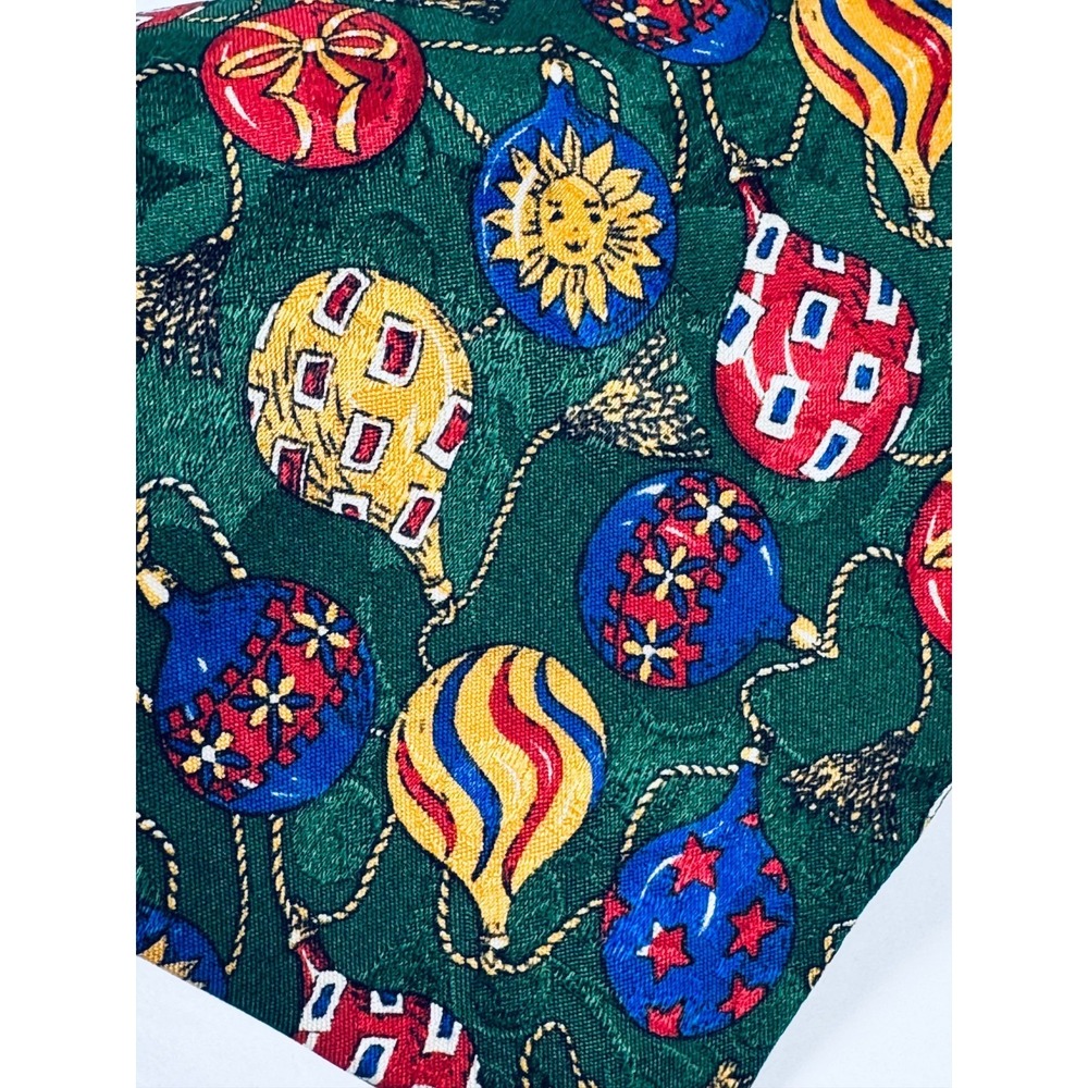 Robert Talbott Tie Mens Green Silk Novelty Ornaments Christmas Holiday Necktie - Picture 4 of 10